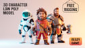 model 3d low poly character, rigging for game asset, animation, and others