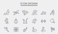 do custom icon design, flat, minimal, line and business icon set