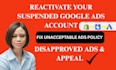 fix google ads suspension unacceptable business practice circumventing policy
