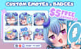 draw twitch emotes, chibi emotes, animated emotes, vtuber for stream