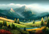 create a flat landscape illustrations with bold style