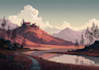 illustrate beautiful flat landscape illustration art