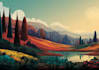 create a stunning and unique flat landscape illustration