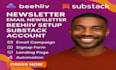 setup substack and beehive for subscribers growth and monetization set up