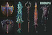design creative concept art of weapons and items