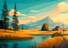 create unique flat landscape illustrations in a modern style