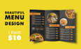 design clean table tent and trifold menu card for restaurants