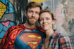 make watercolor super hero couple portrait