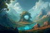 draw landscape  art background and landscape