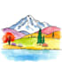 draw a watercolor landscape illustration