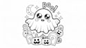 spooky kawaii coloring pages hand drawn horror