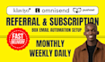 setup klaviyo skio referral recharge subscription box omnisend email automations