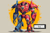 draw amazing character mecha robot illustration
