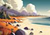 create a beautiful flat landscape illustration