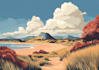 draw a flat landscape illustrations for web, print, more