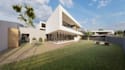 remodel 3d villa elevation, flat roof design,urban residence, balcony,cgi render