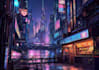 make a cyberpunk futuristic city art