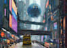 create a cyberpunk futuristic city art