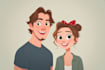 draw cartoon disney couple portrait