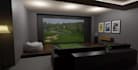 build 3d golf simulator room,virtual golf setup,sport center interior,cgi arena