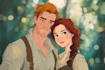 draw cartoon disney couple portrait