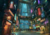 create a cyberpunk futuristic city art