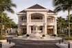 design luxury villa exterior with realistic 3d render