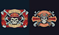 create retro t shirt firefighter truck with fireman skull logo
