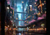 design a cyberpunk futuristic city art
