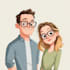 draw unique cartoon couple illustration