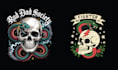 create vector vintage skull crown snake logo