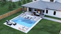 design landscape, house backyard and swimming pool