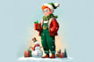 illustrate christmas card, christmas character