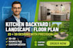 design kitchen plan, backyard layout, exterior designs, landscape and floor plan