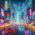 do cyberpunk futuristic city art