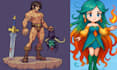 create 2d lofi loop pixel art, pixel character animation, and 8bit background
