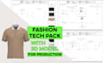 create detailed fashion tech pack with 3d modeling