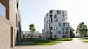 rebuild 3d modern residential building, facade, exterior layout,landscape render