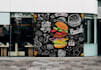 create modern mural design, doodle art, wall decal, and professional typography