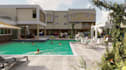 renovate exterior residence apartment,pool side render, patio space,driveway cad