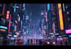 create a cyberpunk futuristic city art