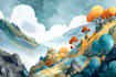 draw a fantasy illustration in a definite style
