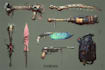 design creative concept art of weapons and items