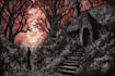create a dark art illustration for album covers and more
