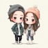 draw cute couple chibi illustration