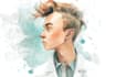 draw watercolor line art objects character illustration