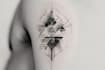 do black and white geometric custom tattoo