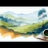 draw a watercolor landscape illustration