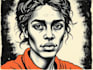 draw a portrait drawing in linocut illustration