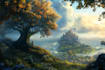 do stunning fantasy landscape, background illustration